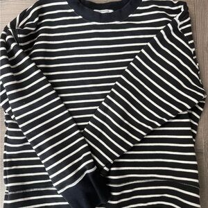 perfectwhitetee Black and White Striped Crewneck Sweater